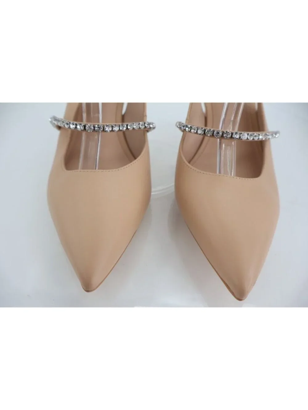 STUART WEITZMAN Crystalline 75 embellished leather slingback pump Size 9.5 Beige